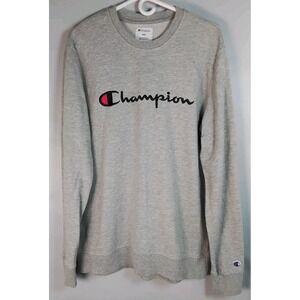 Champion Athletic Sweatshirt Mens Med Oxford Heather Grey Crewneck Pullover Logo
